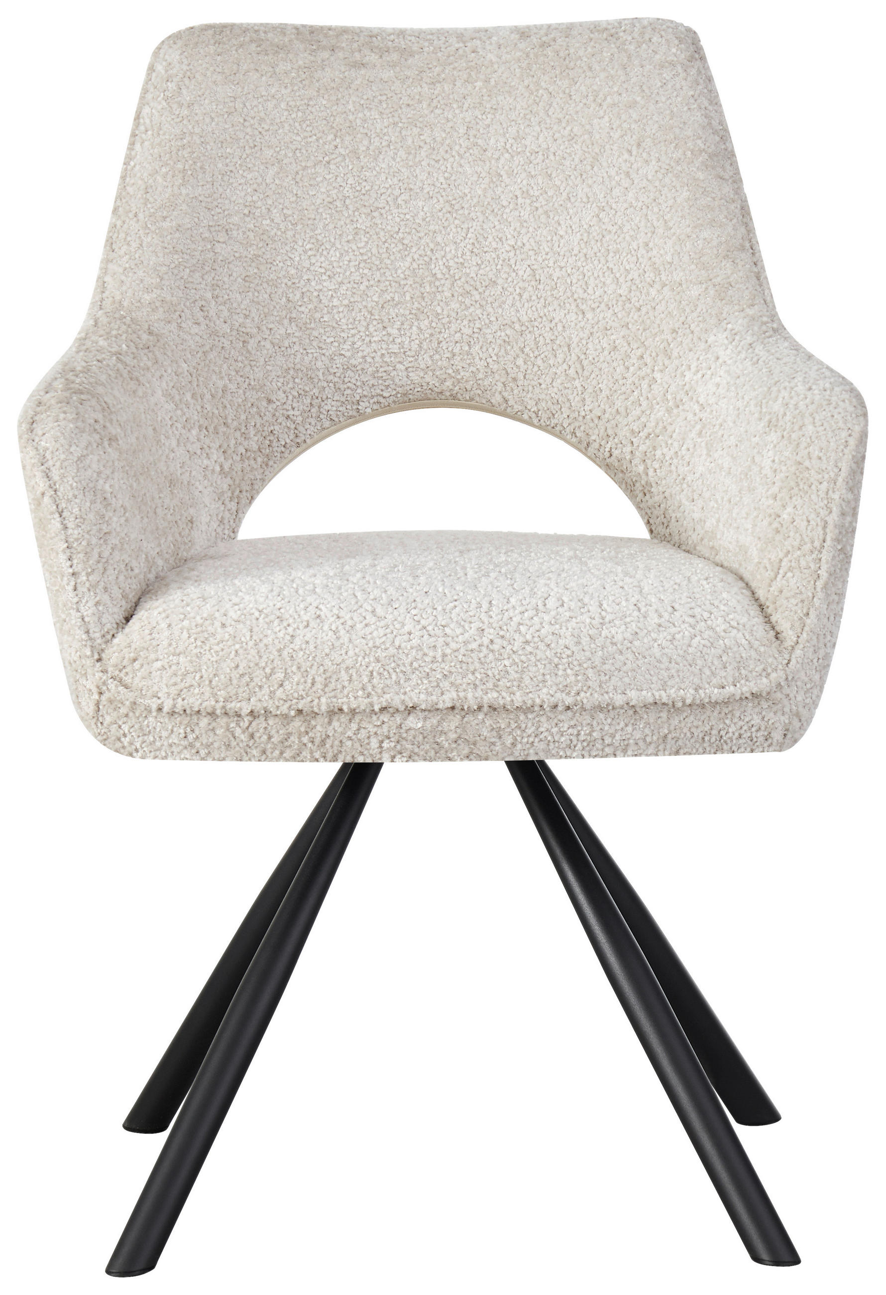ARMLEHNSTUHL  in Eisen Teddystoff  - Perlmutt/Schwarz, Design, Textil/Metall (60/85/63cm) - Ambia Home