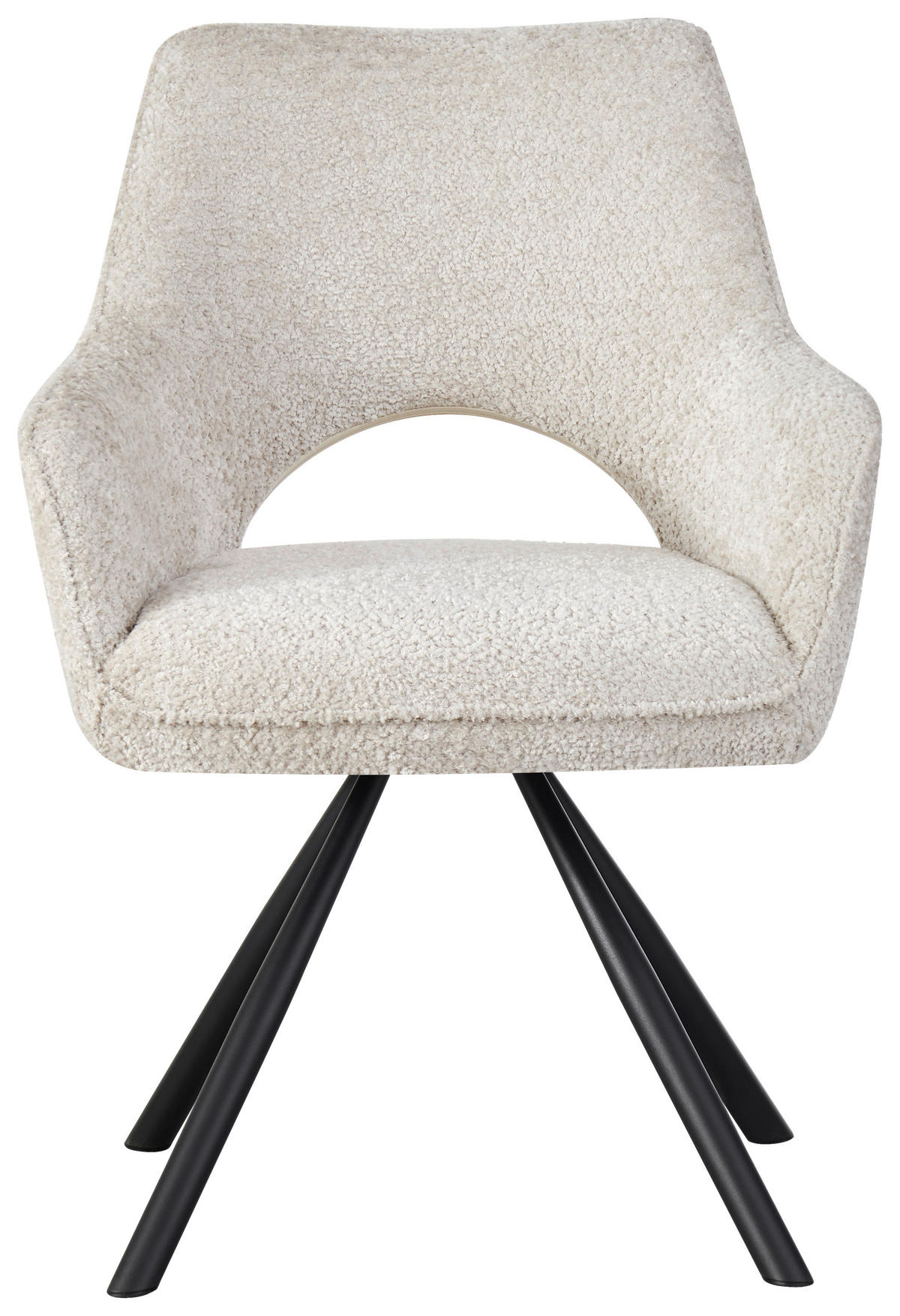 ARMLEHNSTUHL  in Eisen Teddystoff  - Perlmutt/Schwarz, Design, Textil/Metall (60/85/63cm) - Ambia Home