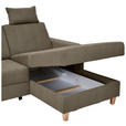 ECKSOFA Braun Flachgewebe Bettkasten, Schlaffunktion, Rücken echt, Kopfstütze, Liegefläche im Originalstoff  - Buchefarben/Braun, KONVENTIONELL, Holz/Textil (241/166cm) - Carryhome