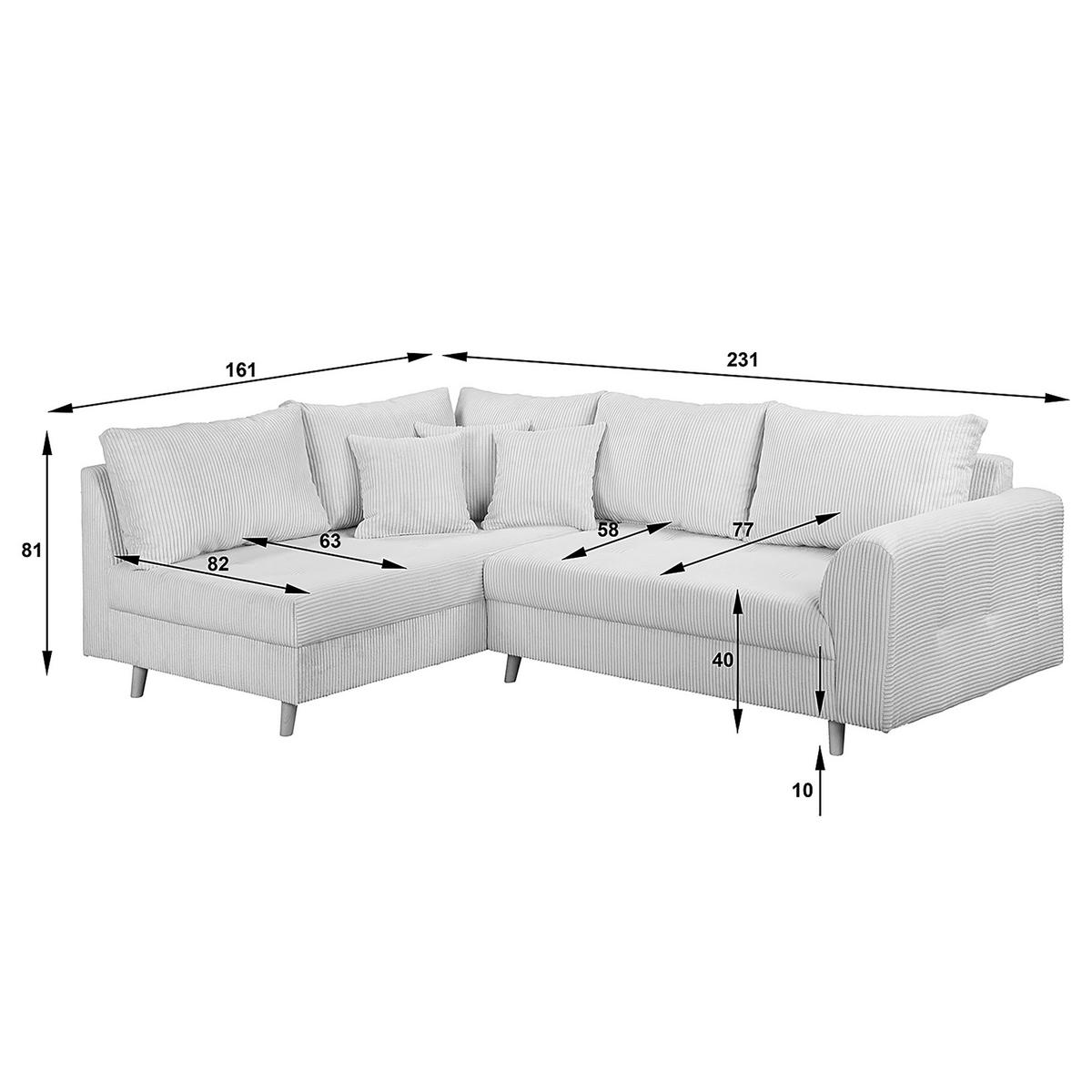 ECKSOFA Ariella Rostfarben Cord  - Rostfarben/Naturfarben, Design, Holz/Textil (161/231cm) - Livetastic