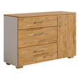 SIDEBOARD COOL 125/80/42 cm 3 Schublade(n)  - Eichefarben/Silberfarben, KONVENTIONELL, Holz/Holzwerkstoff (125/80/42cm) - Cantus