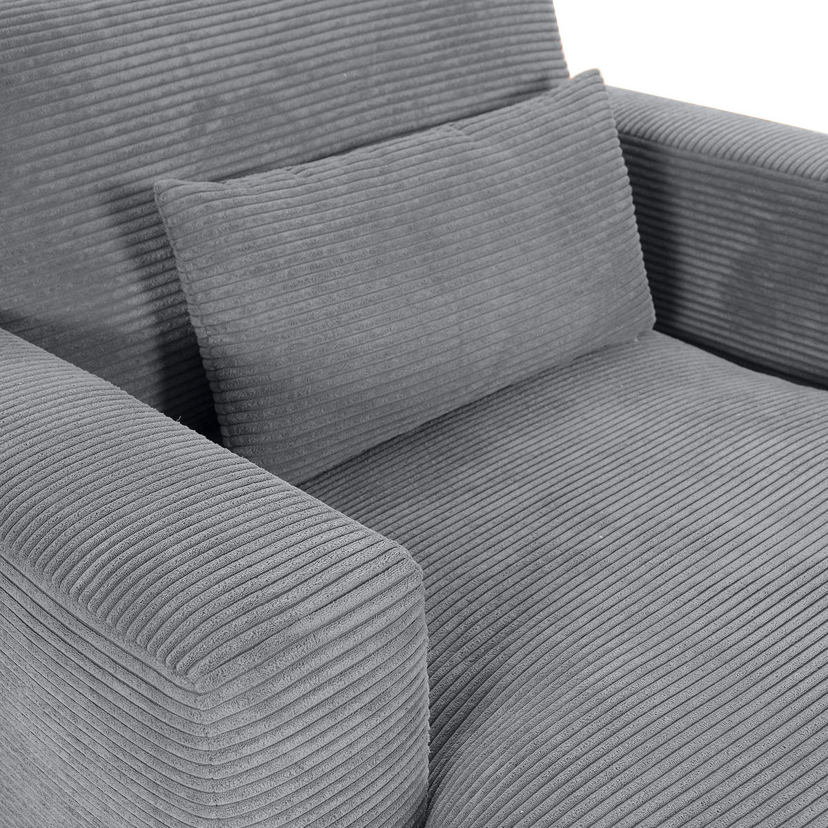 XXL-SESSEL in Cord Grau  - Schwarz/Grau, Romantik / Landhaus, Kunststoff/Textil (120/67/140cm) - Landscape