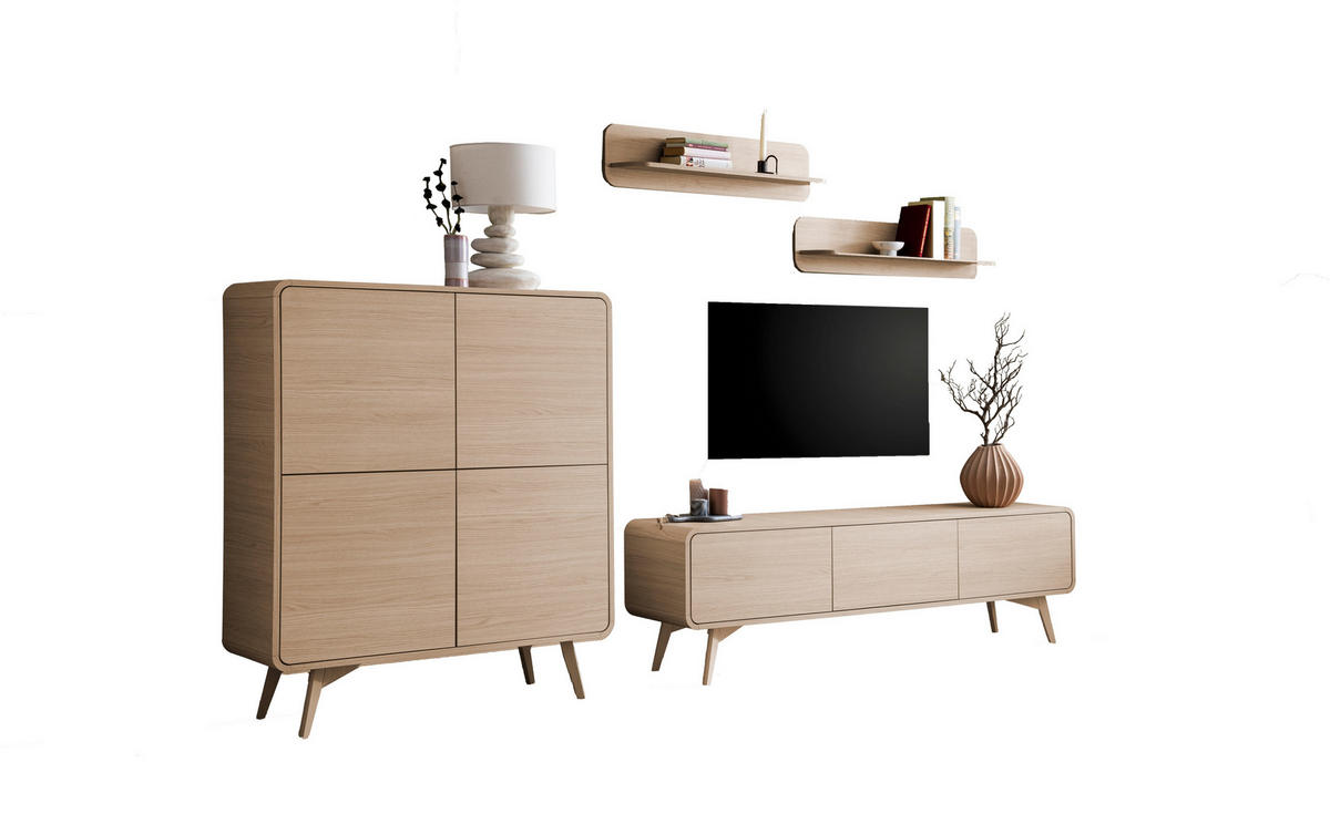 WOHNWAND 4-teilig  in Eichefarben  308/170/39 cm  - Eichefarben, Design, Holz/Holzwerkstoff (308/170/39cm) - Livetastic