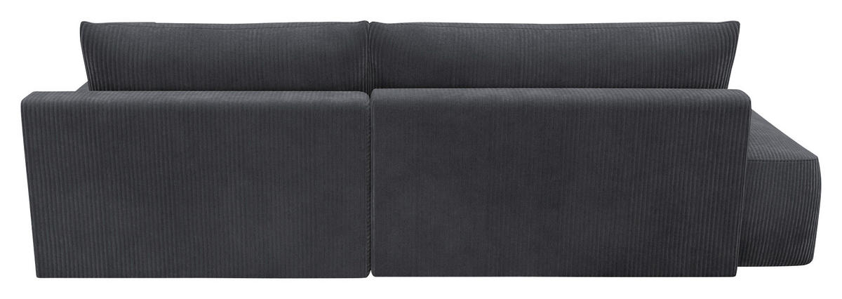 ECKSCHLAFSOFA  mit Schlafen auf Sitzhöhe, Rücken echt, Armteil rechts Cord Anthrazit  - Anthrazit/Schwarz, MODERN, Kunststoff/Textil (253/167cm) - Trendmanufaktur