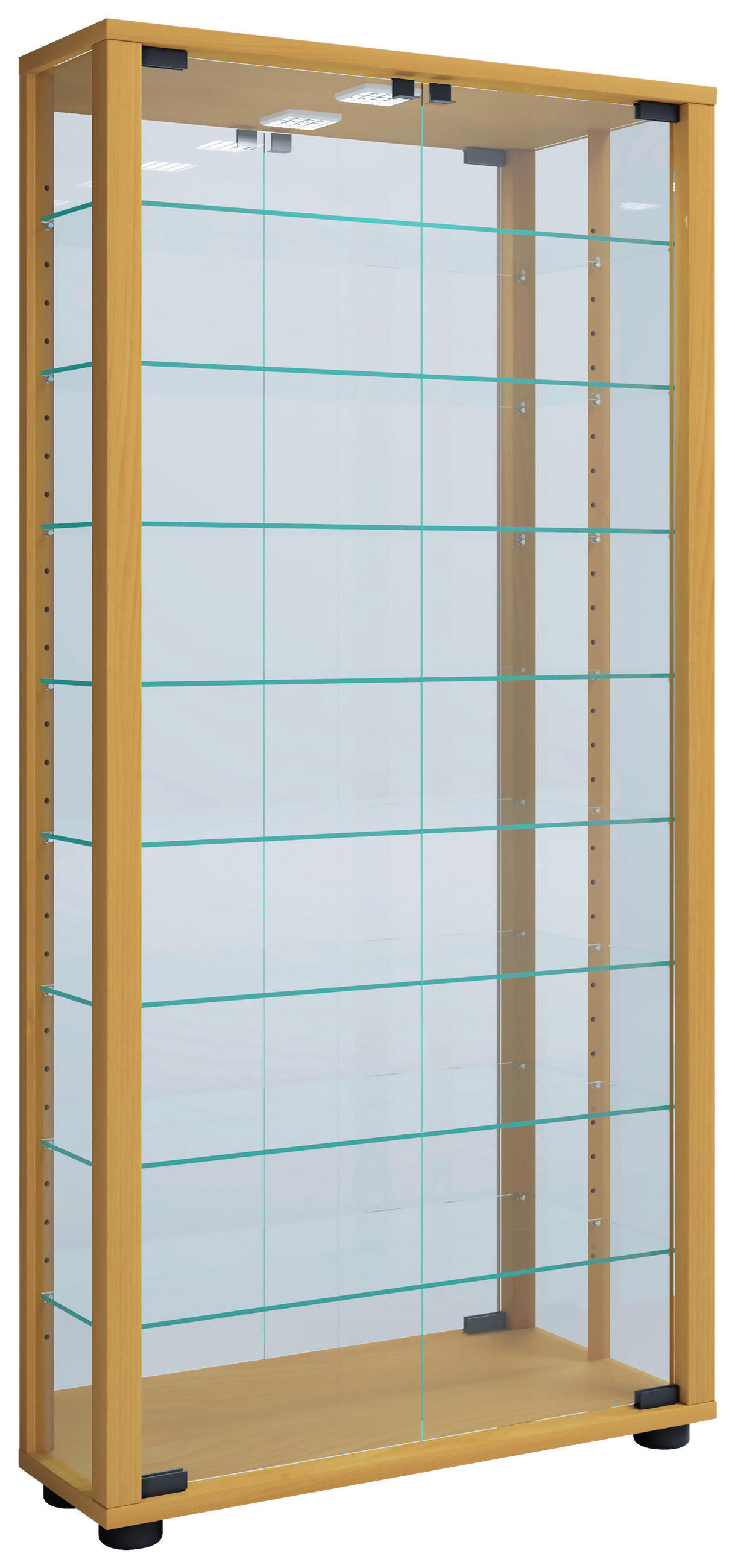 VÄGGHÄNGT VITRINSKÅP i bokfärgad   - bokfärgad/svart, Modern, trämaterial/glas (59/114,3/18cm) - MID.YOU