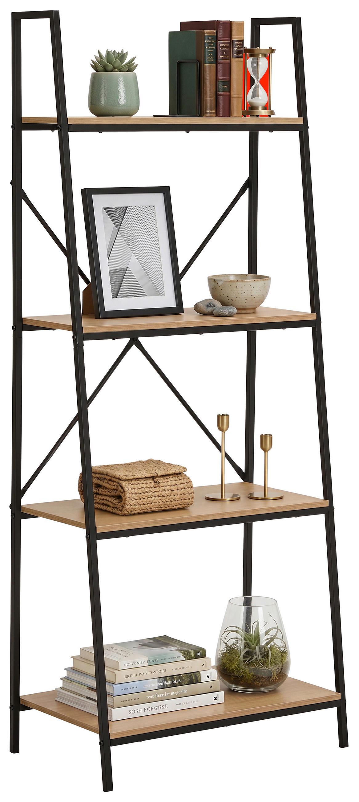 REGAL Naturfarben, Schwarz  - Schwarz/Naturfarben, Basics, Holzwerkstoff/Metall (60,5/148,5/34cm) - Xora