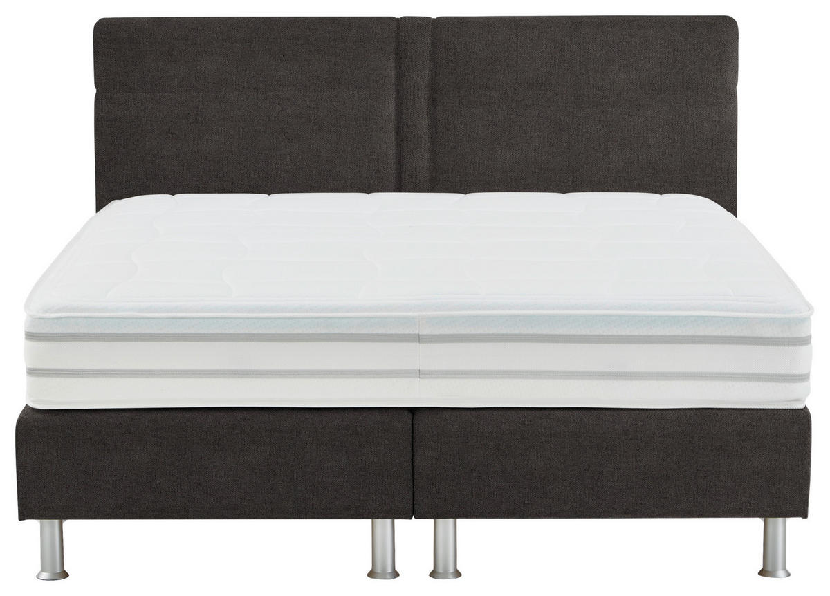 BOXSPRINGBETT 160/200 cm  in Dunkelbraun  - Dunkelbraun/Alufarben, Design, Kunststoff/Textil (160/200cm) - Beldomo - Sleep