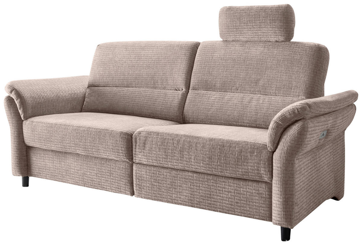 3-SITZER-SOFA in Mikrofaser Beige  - Beige/Schwarz, Modern, Holz/Textil (192/90/89cm) - Livetastic