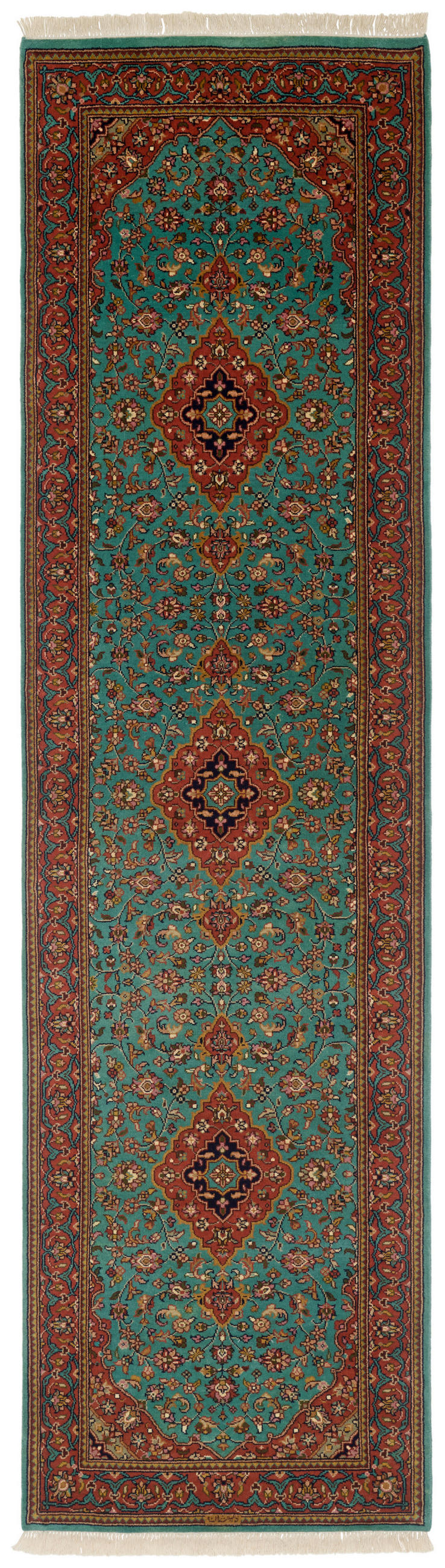 ORIENTTEPPICH 80/300 cm Kashan LT Blue/Peach Orange, Hellblau  - Orange/Hellblau, LIFESTYLE, Textil (80/300cm) - Cazaris