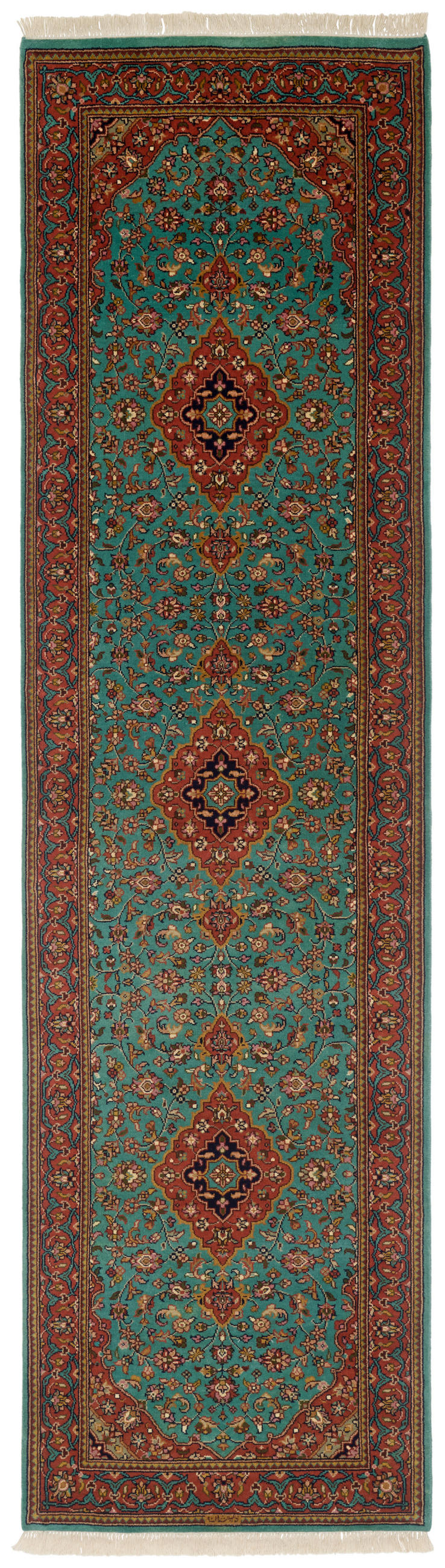 ORIENTTEPPICH 80/300 cm Kashan LT Blue/Peach Orange, Hellblau  - Orange/Hellblau, LIFESTYLE, Textil (80/300cm) - Cazaris