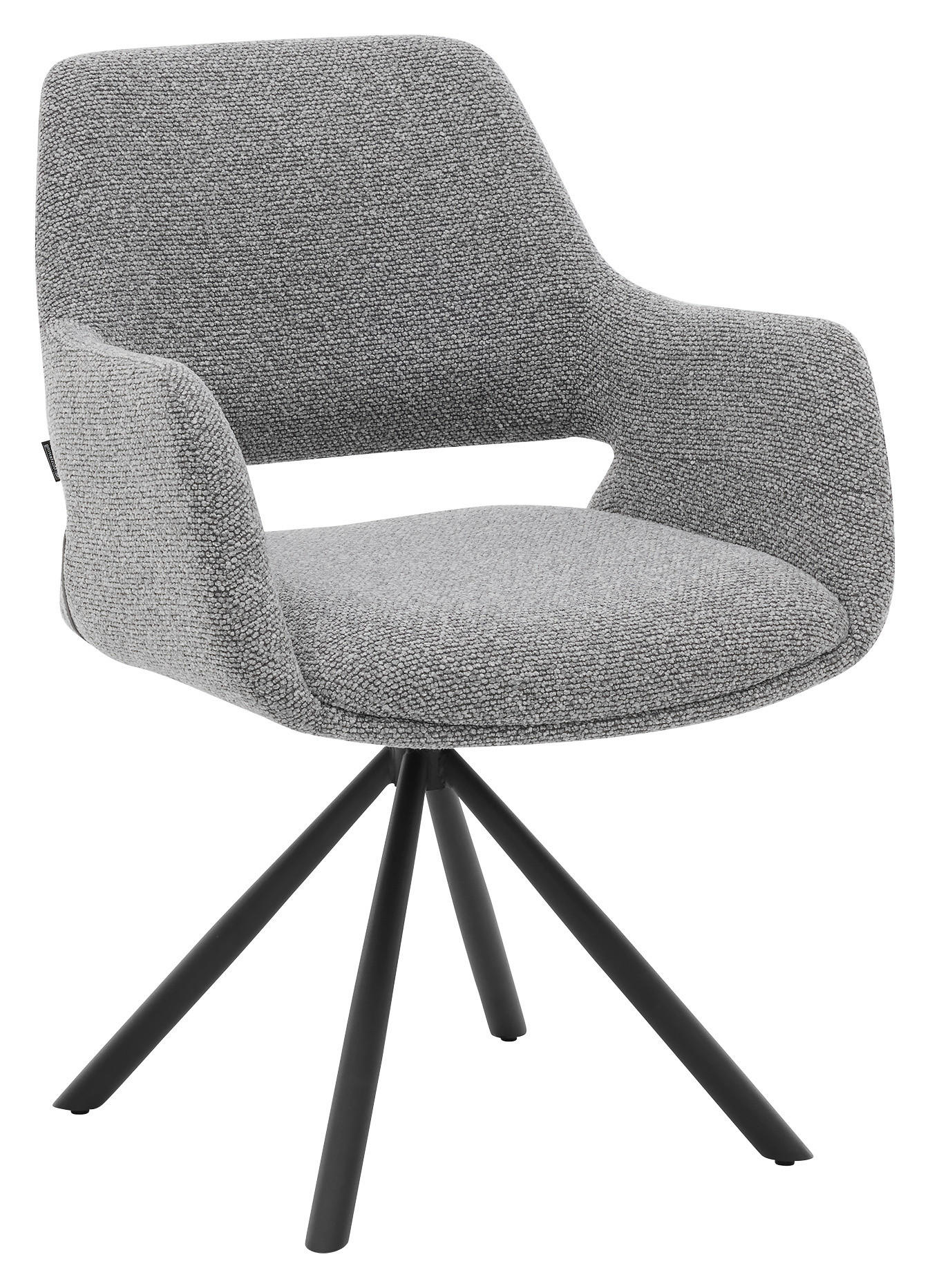 ARMLEHNSTUHL  Stoffauswahl, Sitzfläche 180° drehbar, automatische Rückholfunktion Bouclé  - Schwarz/Grau, Design, Textil/Metall (62/83/62cm) - Musterring