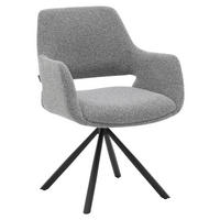 ARMLEHNSTUHL  Stoffauswahl, Sitzfläche 180° drehbar, automatische Rückholfunktion Bouclé  - Schwarz/Grau, Design, Textil/Metall (62/83/62cm) - Musterring