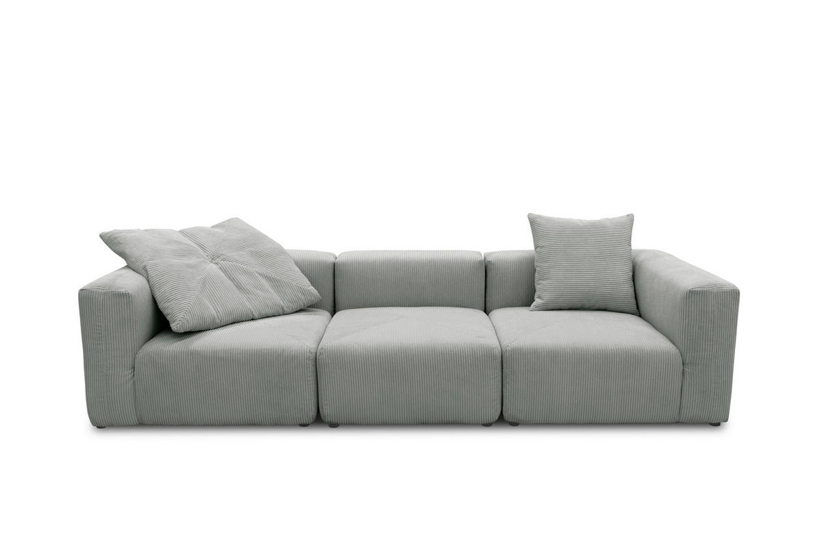3-SITZER-SOFA in Cord, Mikrofaser Hellgrau  - Hellgrau/Schwarz, Design, Kunststoff/Textil (301/69/108cm) - MID.YOU