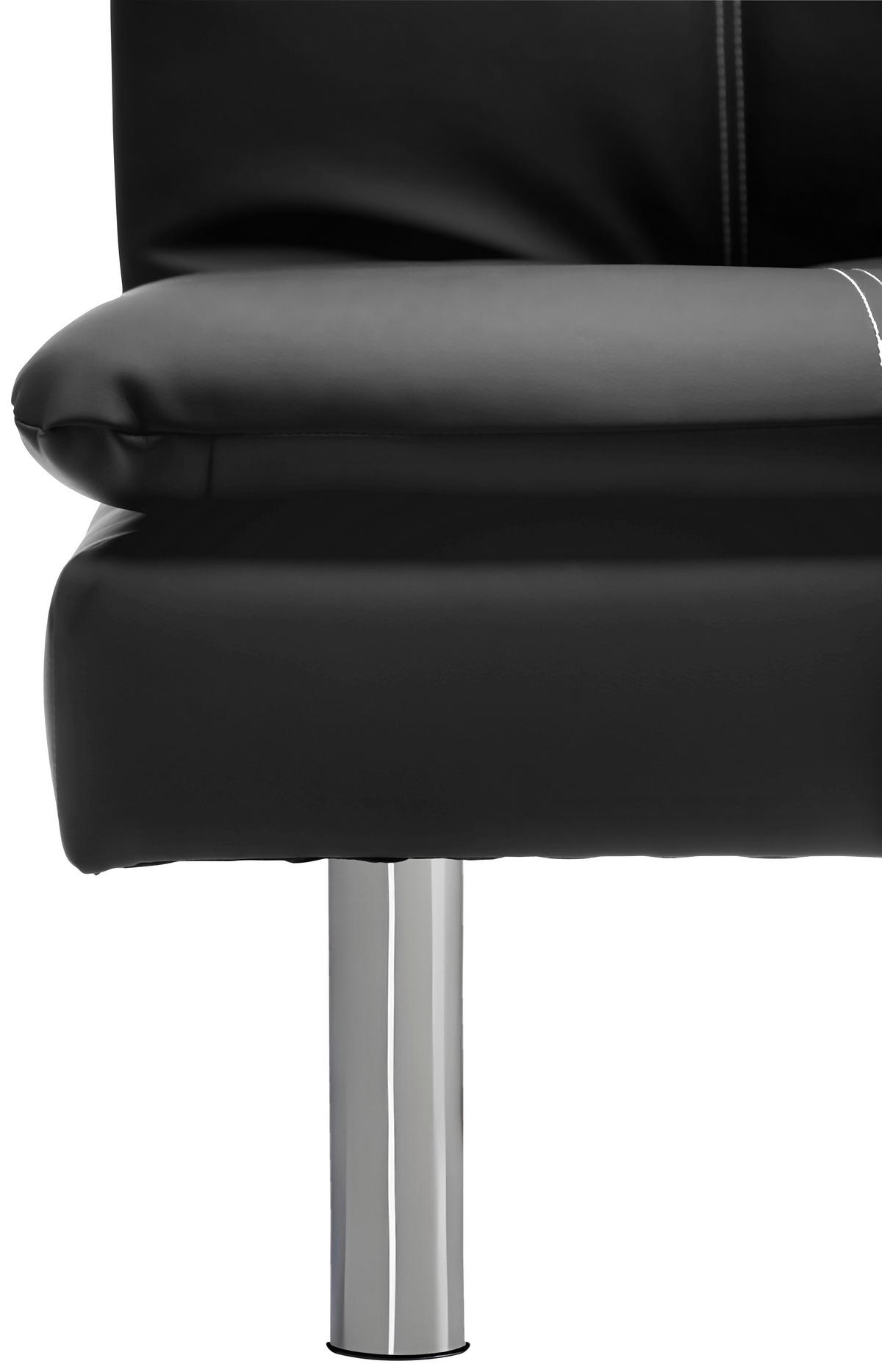 SCHLAFSOFA Lederlook Schwarz  - Silberfarben/Schwarz, Design, Textil/Metall (180/78/93cm) - P & B