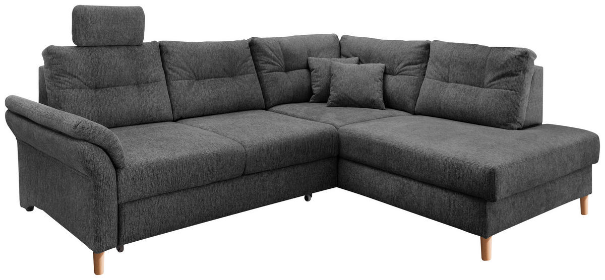 ECKSOFA in Chenille Anthrazit  - Anthrazit/Naturfarben, Modern, Holz/Textil (264/206cm) - Livetastic