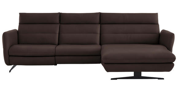 ECKSOFA in Echtleder Dunkelbraun  300/157 cm  - Dunkelbraun/Schwarz, Design, Leder/Metall (300/157cm) - Dieter Knoll