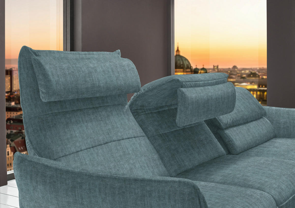 ECKSOFA in Velours Opal  - Opal/Schwarz, Design, Textil/Metall (283/153cm) - Valdera