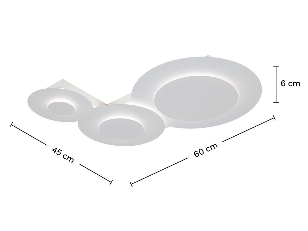 DECKENLEUCHTE    60/45/6 cm  - Weiß, Design, Kunststoff/Metall (60/45/6cm) - Collet's Monde