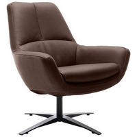SESSEL in Echtleder Braun  - Schwarz/Braun, Modern, Leder/Metall (81/92/83cm) - Trendmanufaktur