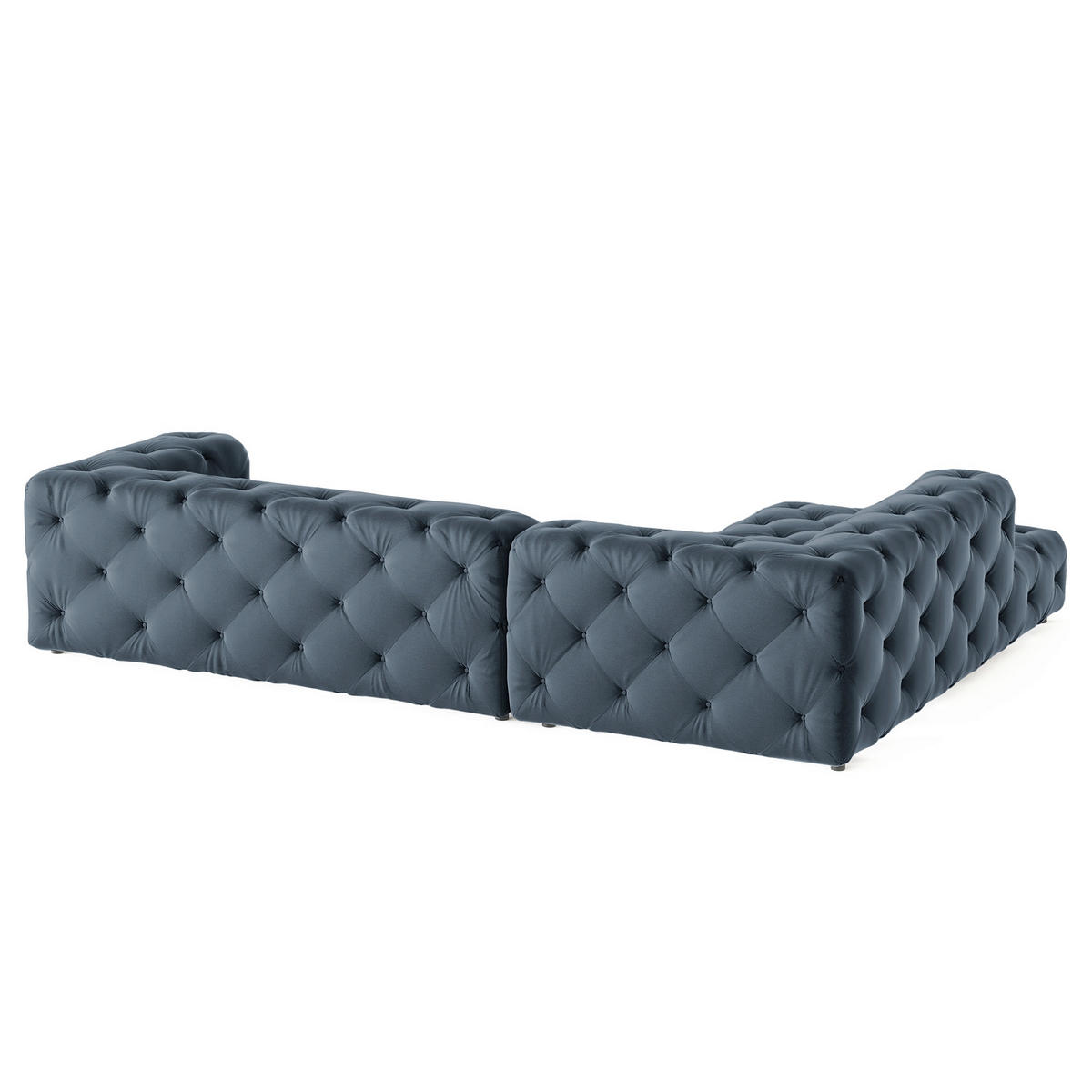 ECKSOFA Samt Dunkelblau  - Schwarz/Dunkelblau, Design, Kunststoff/Textil (228/325cm) - P & B