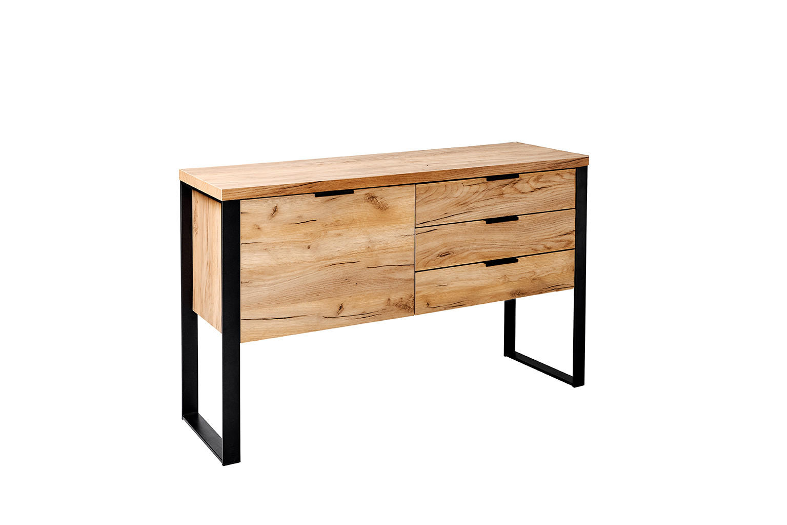 SIDEBOARD  in 119/76/39,5 cm  - Eichefarben/Anthrazit, MODERN, Holzwerkstoff/Metall (119/76/39,5cm)