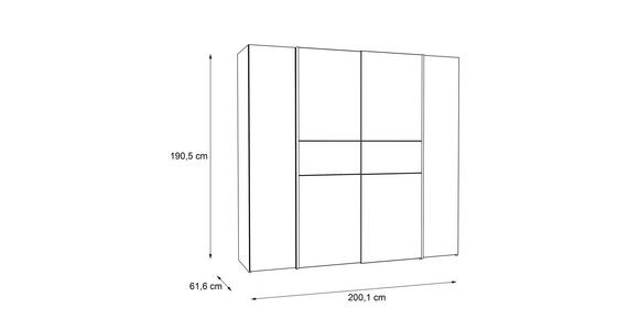 DREHTÜRENSCHRANK  in Weiß, Sonoma Eiche  - Alufarben/Weiß, KONVENTIONELL, Holzwerkstoff/Kunststoff (200,1/190,5/61,6cm) - Carryhome