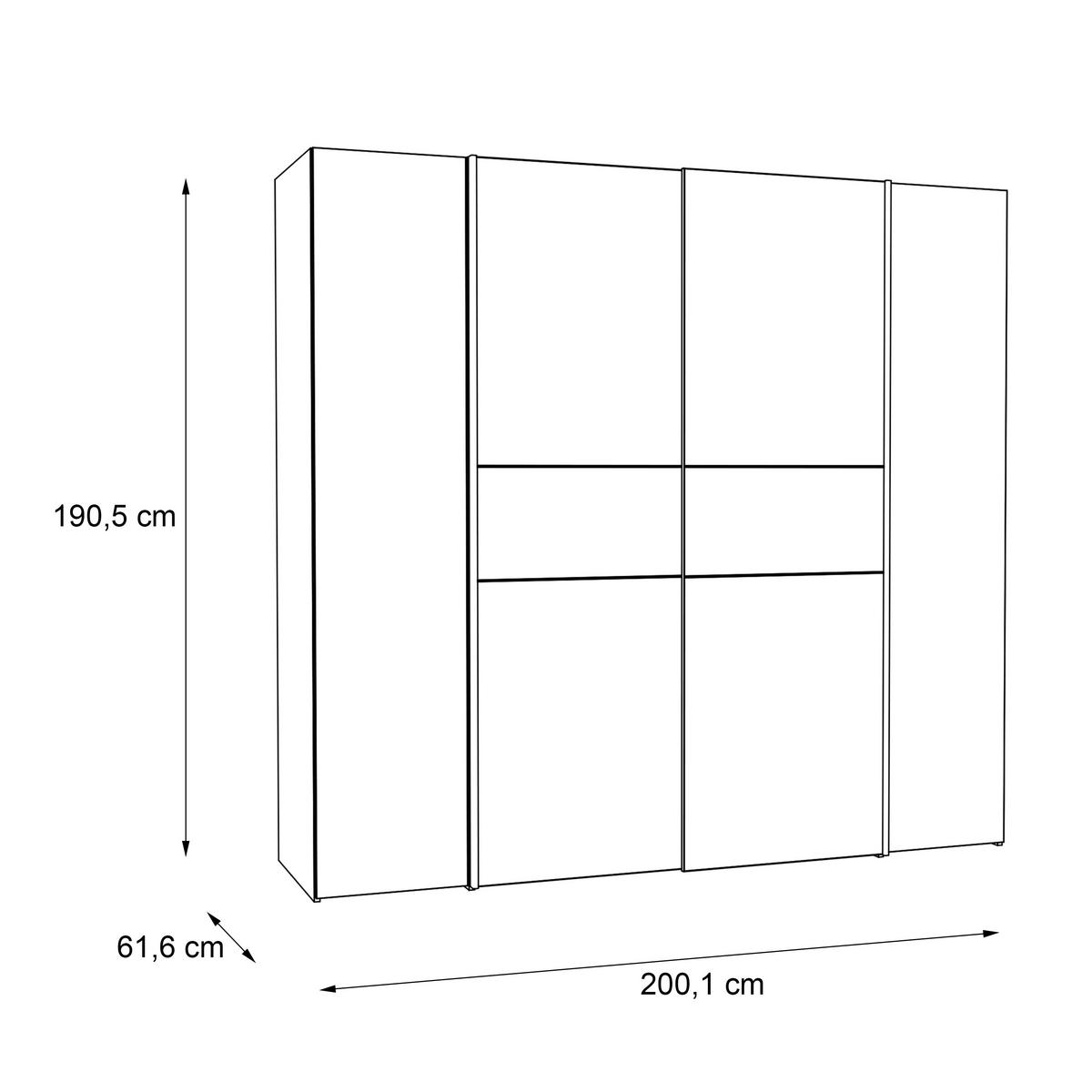 DREHTÜRENSCHRANK 200,1/190,5/61,6 cm 4-türig Weiß, Sonoma Eiche  - Alufarben/Weiß, KONVENTIONELL, Holzwerkstoff/Kunststoff (200,1/190,5/61,6cm) - MID.YOU