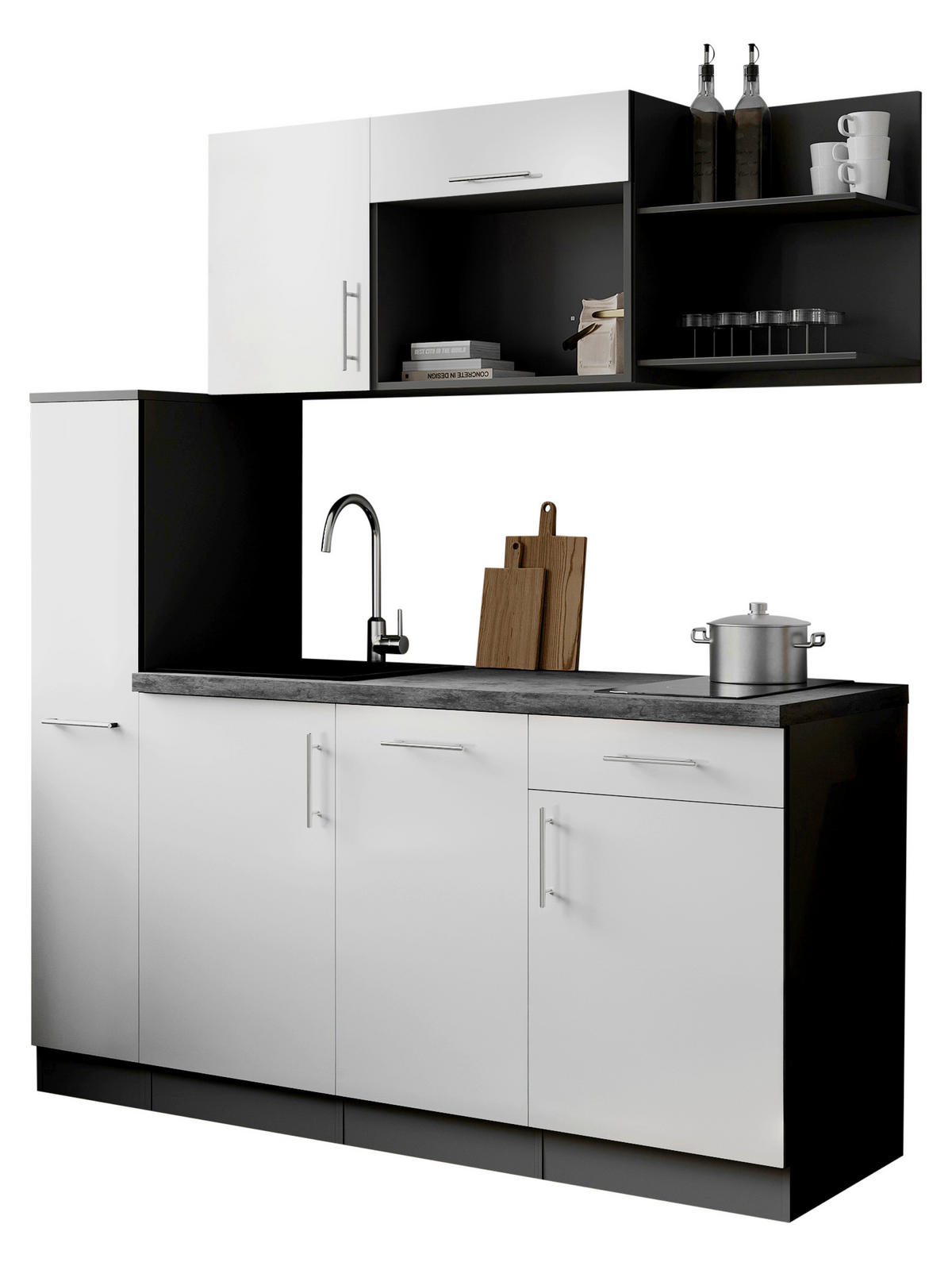 KUHINJSKI BLOK  bijela  - bijela/siva, Trend, drvni materijal/metal (175cm) - Respekta