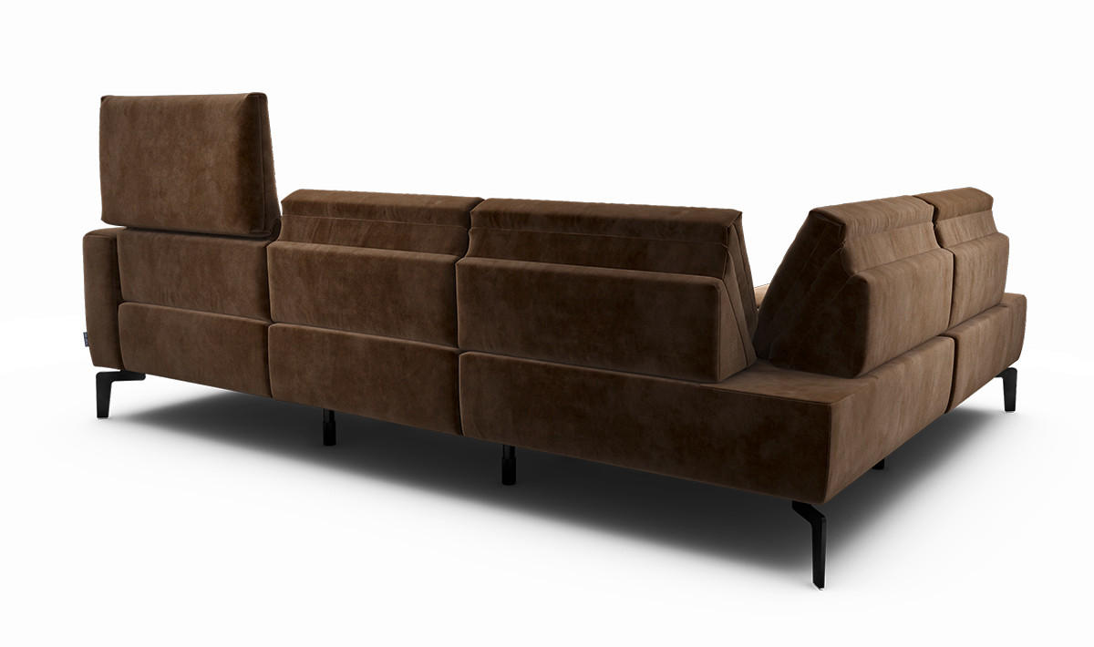 ECKSOFA Cosy Braun Samt  - Schwarz/Braun, Design, Textil/Metall (193/256cm) - SENSOO