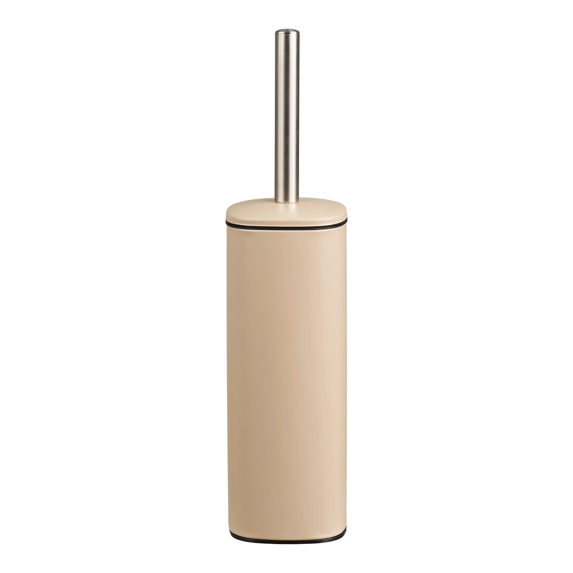 WC-BÜRSTENHALTER Lodi Schwarz, Edelstahlfarben, Beige  - Edelstahlfarben/Beige, Basics, Kunststoff/Metall (9/39cm)