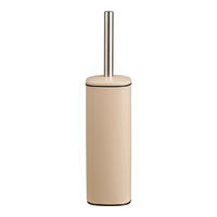 WC-BÜRSTENHALTER Lodi Schwarz, Edelstahlfarben, Beige  - Edelstahlfarben/Beige, Basics, Kunststoff/Metall (9/39cm)