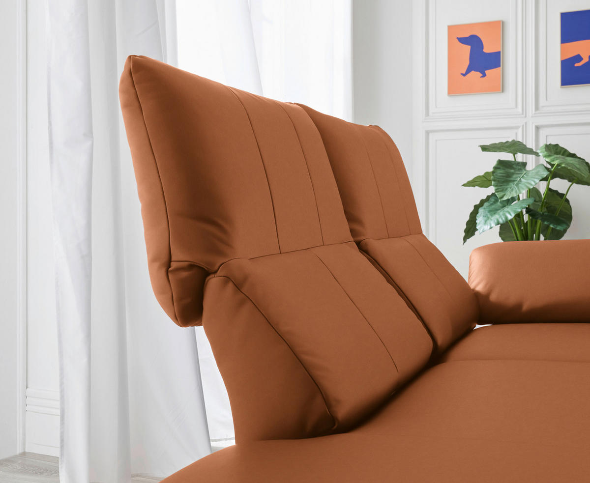 RÉCAMIERE in Echtleder Cognac  - Chromfarben/Cognac, Design, Leder/Metall (209/85-109/95-16cm) - Dieter Knoll