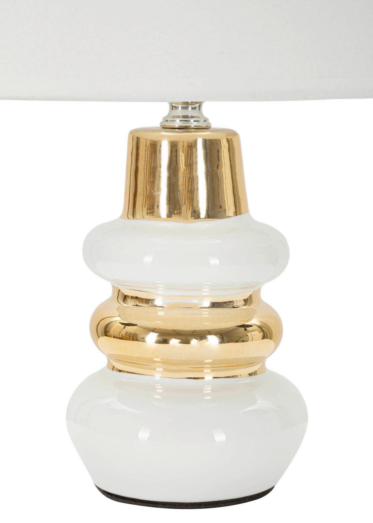 STOLNÁ LAMPA, 23/32/23 cm - biela/zlatá, Basics, kov/textil (23/32/23cm)