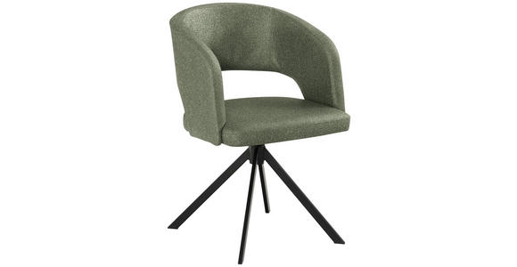 ARMLEHNSTUHL  Stoffauswahl, Sitzfläche 360° drehbar, inklusive Armlehnen, automatische Rückholfunktion Samt  - Schwarz/Grün, KONVENTIONELL, Textil/Metall (56/84/59cm) - Moderano