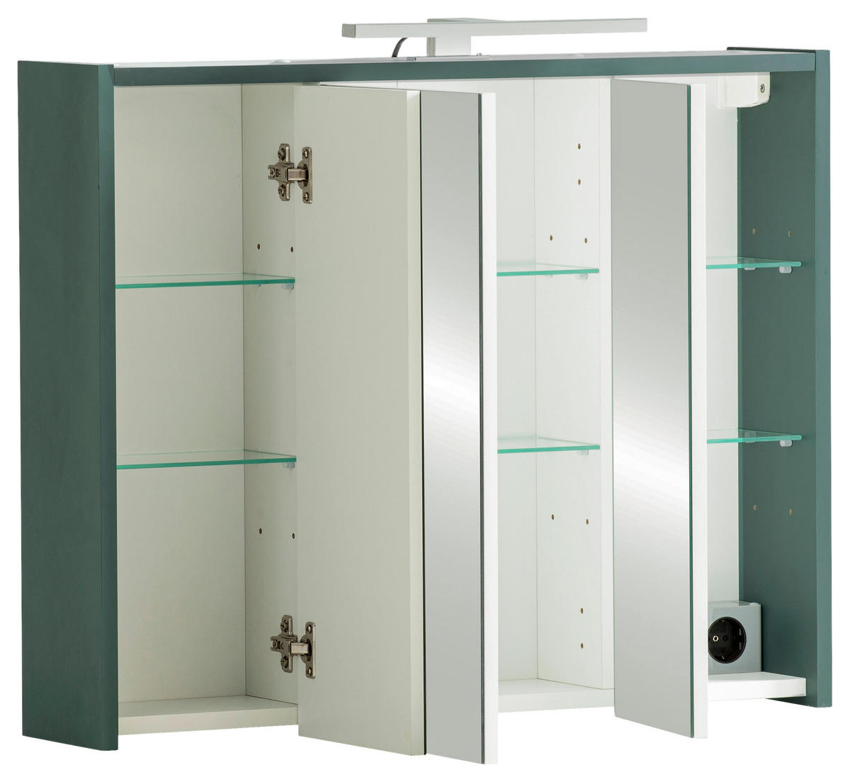 SPIEGELSCHRANK 74,5/62,7/16,0 cm  - Dunkelgrün/Weiß, MODERN, Glas/Holzwerkstoff (74,5/62,7/16,0cm) - MID.YOU