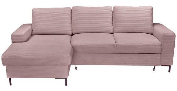 ECKSOFA Altrosa Cord  - Schwarz/Altrosa, KONVENTIONELL, Textil/Metall (150/240cm) - Carryhome