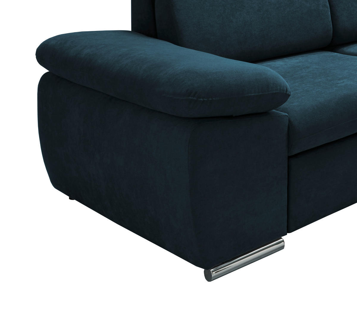 ECKSOFA Dunkelblau Mikrofaser  - Chromfarben/Dunkelblau, Design, Textil/Metall (283/228cm) - Livetastic