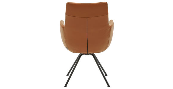 ARMLEHNSTUHL Echtleder Rostfarben - Rostfarben/Schwarz, Design, Leder/Metall (60/90/61cm) - Dieter Knoll