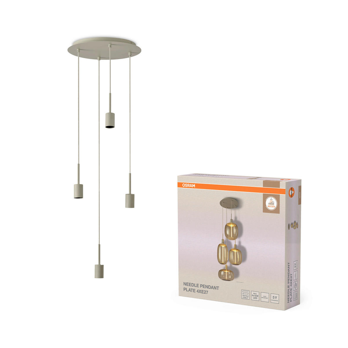 ohne Gläser 35/200 cm  - Beige, Basics, Metall (35/200cm) - Osram