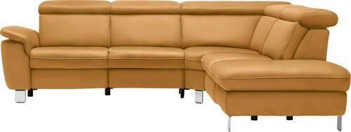 ECKSOFA in Webstoff Bernsteinfarben  271/239 cm  - Beige/Bernsteinfarben, Design, Textil/Metall (271/239cm) - Cantus