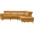 ECKSOFA in Webstoff Bernsteinfarben  - Beige/Bernsteinfarben, Design, Textil/Metall (271/242cm) - Cantus