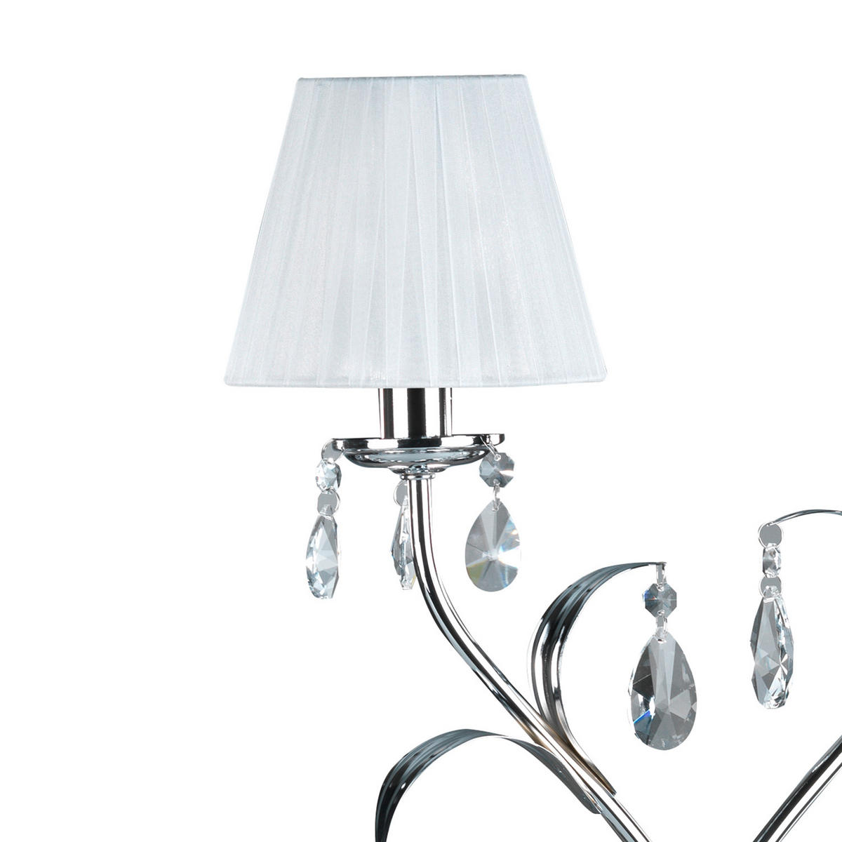 KRISTALL-TISCHLEUCHTE 45/70 cm   - Chromfarben/Weiß, KONVENTIONELL, Glas/Textil (45/70cm)