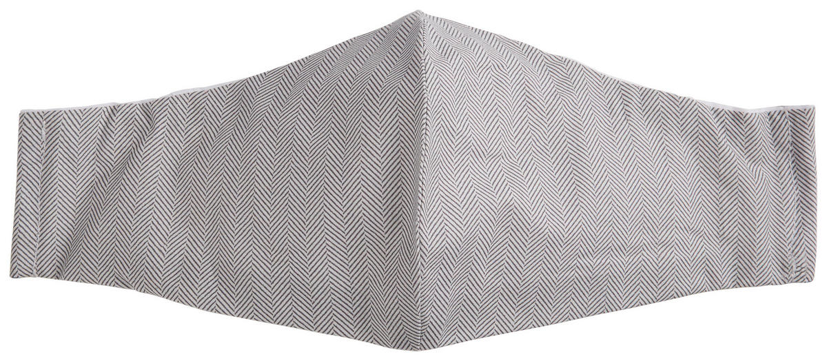 Mund-Nasen-Maske, 2er Set  - Weiss/Hellgrau, Basics, Textil (13/25cm)