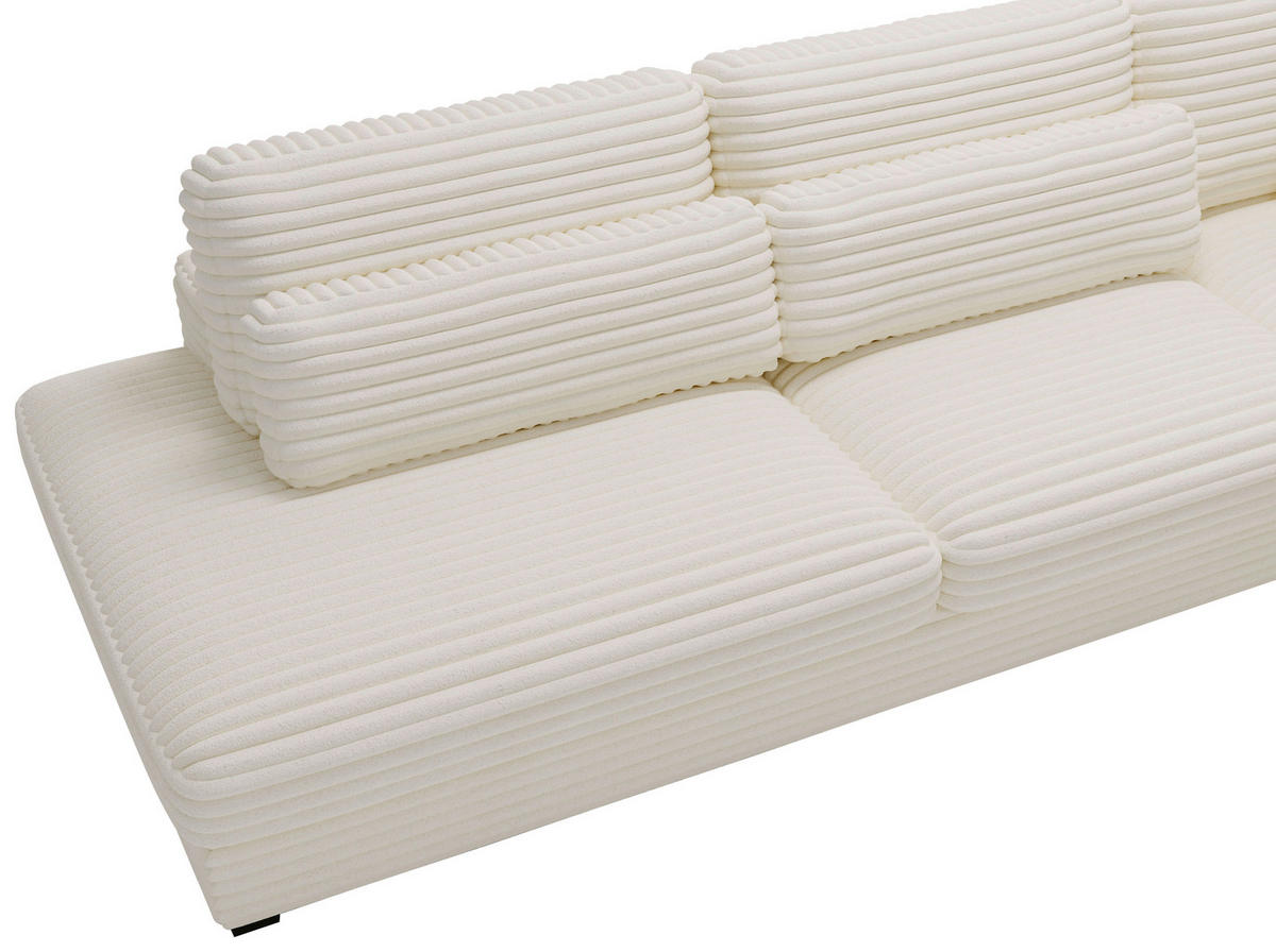 ECKSOFA in Cord, Plüsch Beige  - Beige/Schwarz, Design, Kunststoff/Textil (332/244cm) - Livetastic