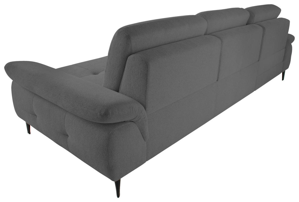 ECKSOFA ALMA in Chenille Dunkelgrau  191/285 cm  - Dunkelgrau/Schwarz, Design, Textil/Metall (191/285cm) - Livetastic