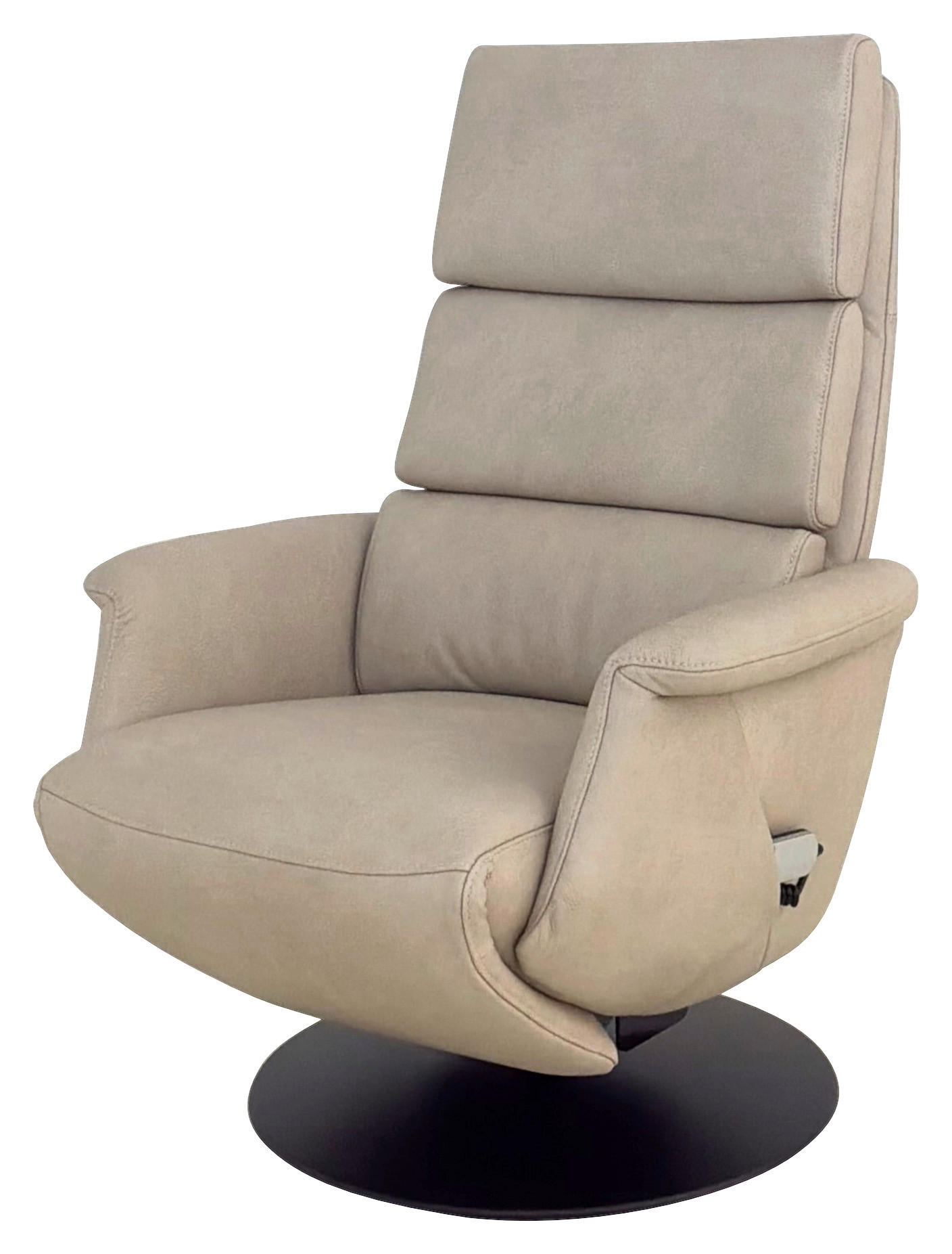 RELAXSESSEL Echtleder    - Ecru/Schwarz, Design, Leder/Metall (80/111/90cm) - Cantus