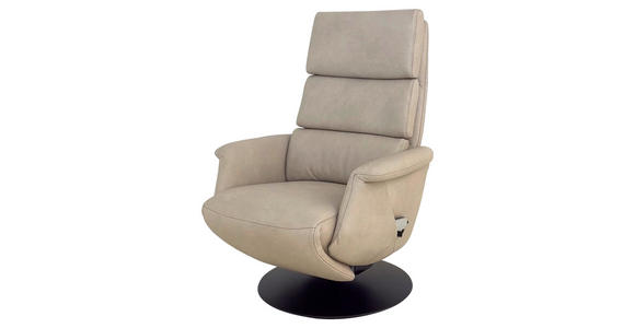 RELAXSESSEL Echtleder    - Ecru/Schwarz, Design, Leder/Metall (80/111/90cm) - Cantus