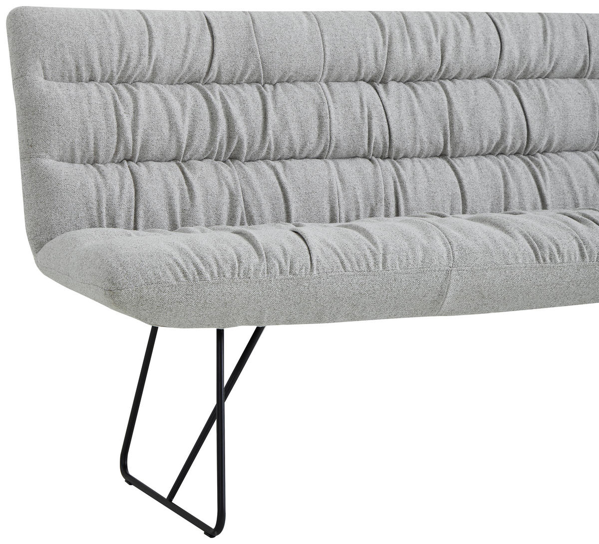 SITZBANK 182/88/66 cm Leinenoptik Schwarz, Hellgrau  - Hellgrau/Schwarz, Design, Textil/Metall (182/88/66cm) - Dieter Knoll