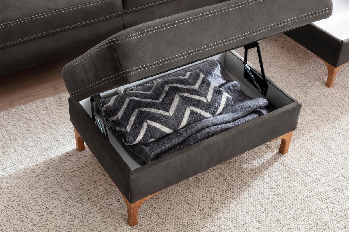 ECKSOFA in Mikrofaser Anthrazit  278/185 cm  - Eichefarben/Anthrazit, Design, Holz/Textil (278/185cm) - Pure Home Lifestyle