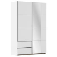 SCHWEBETÜRENSCHRANK  in Weiß  - Alufarben/Weiß, MODERN, Holzwerkstoff (131/210/59cm) - Rauch Möbel